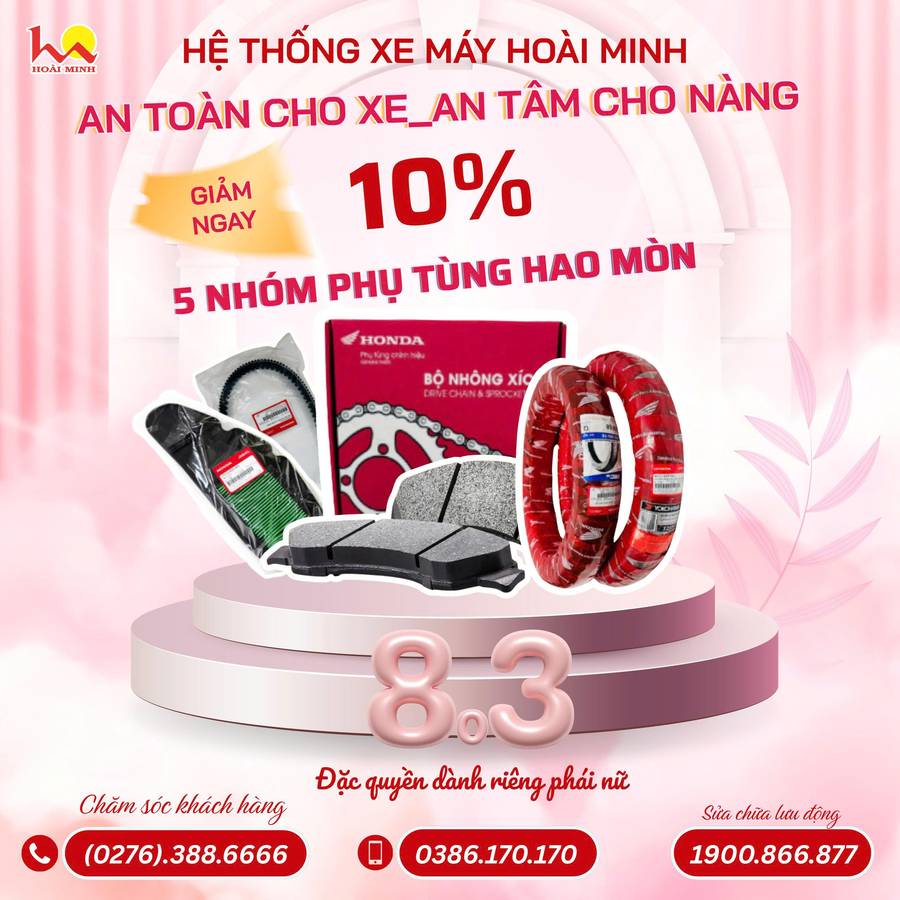 🌸 Ngày 08.03 tại HỆ THỐNG XE MÁY HOÀI MINH – AN TOÀN CHO XE - AN TÂM CHO NÀNG 🌸