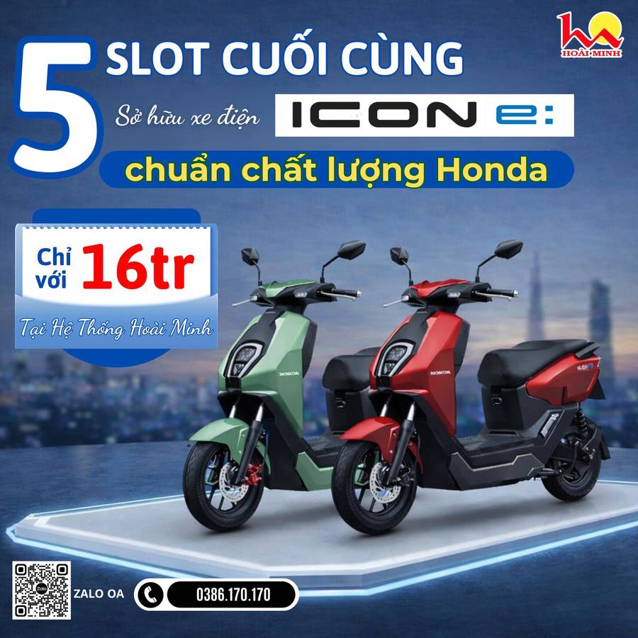 ✨ Chỉ với 16 TRIỆU bạn đã có thể sở hữu ngay xe điện chuẩn Honda toàn cầu ICON E: ⏳ Đếm ngược ưu đãi chỉ 5 SLOT cuối cùng!