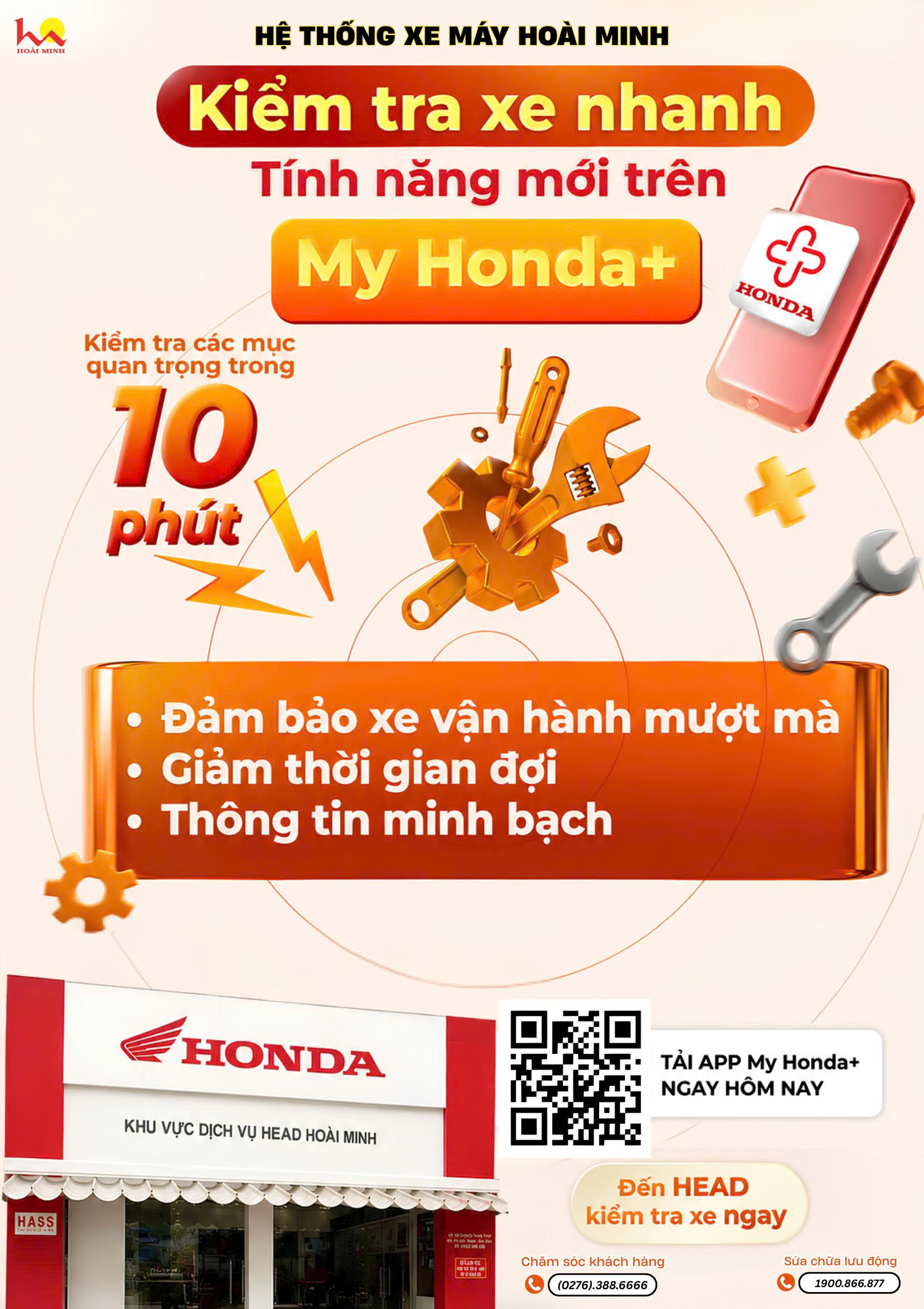 🔧 KIỂM TRA XE NHANH CHỈ TRONG 10 PHÚT – AN TÂM MỌI HÀNH TRÌNH CÙNG HỆ THỐNG XE MÁY HOÀI MINH!