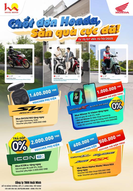 🎉 CHỐT ĐƠN HONDA – SĂN QUÀ CỰC ĐÃ 🎁
