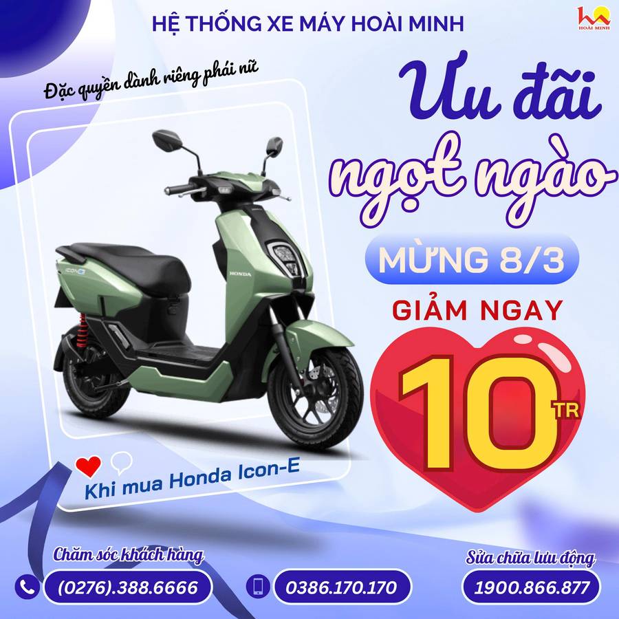 💐 8/3 tại Hệ thống xe máy Hoài Minh: khách hàng nhận ngay ưu đãi ngọt ngào