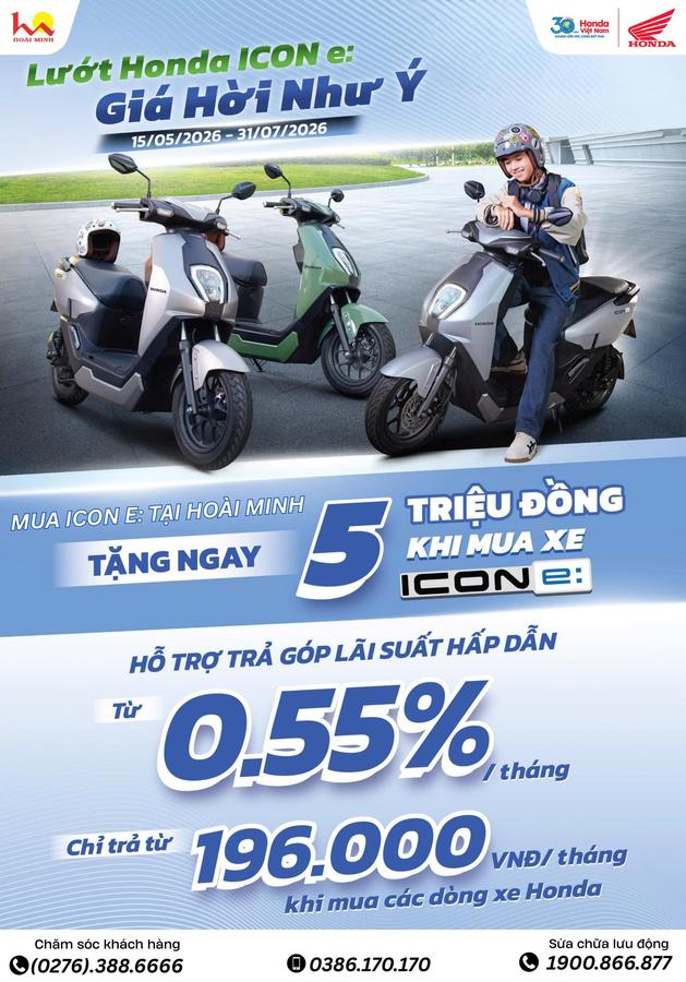 ⚡ Lướt Honda ICON e: – Giá hời như ý tại Hệ thống xe máy Hoài Minh!