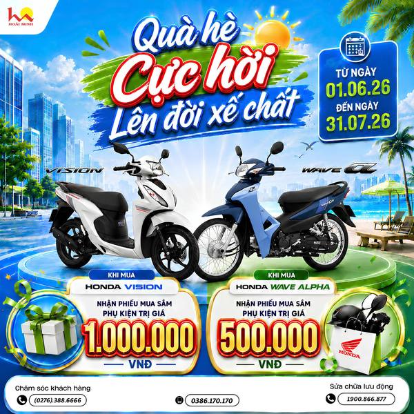 🎁 QUÀ HÈ CỰC HỜI – LÊN ĐỜI XE CHẤT CÙNG HỆ THỐNG XE MÁY HOÀI MINH 🏍️