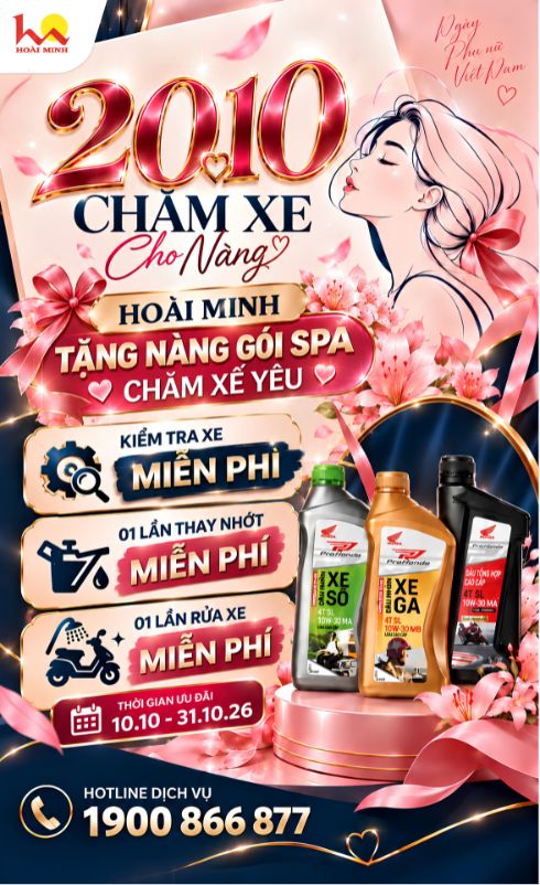 💗MỪNG 20.10 – HỆ THỐNG XE MÁY HOÀI MINH GỬI TẶNG NÀNG ƯU ĐÃI ĐẶC BIỆT