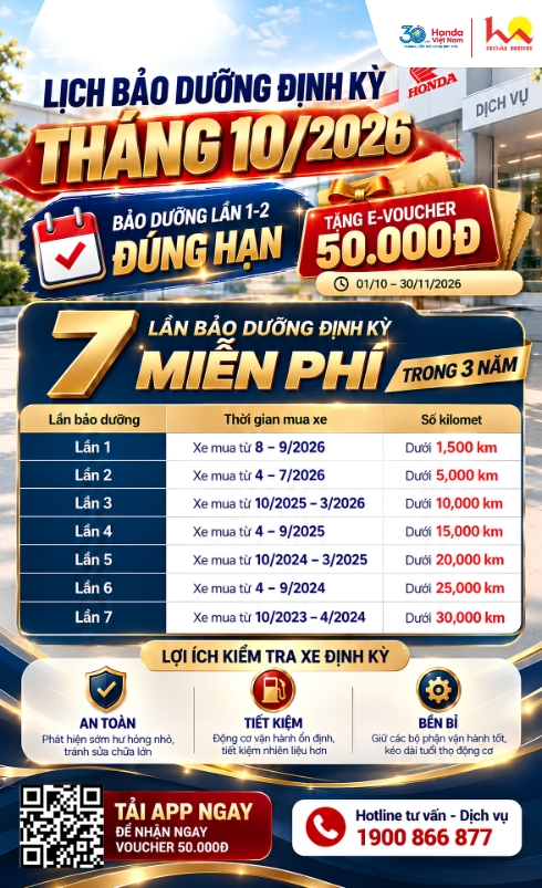 HỆ THỐNG XE MÁY HOÀI MINH _ MIỄN PHÍ KIỂM TRA ĐỊNH KỲ 7 LẦN TRONG 3 NĂM