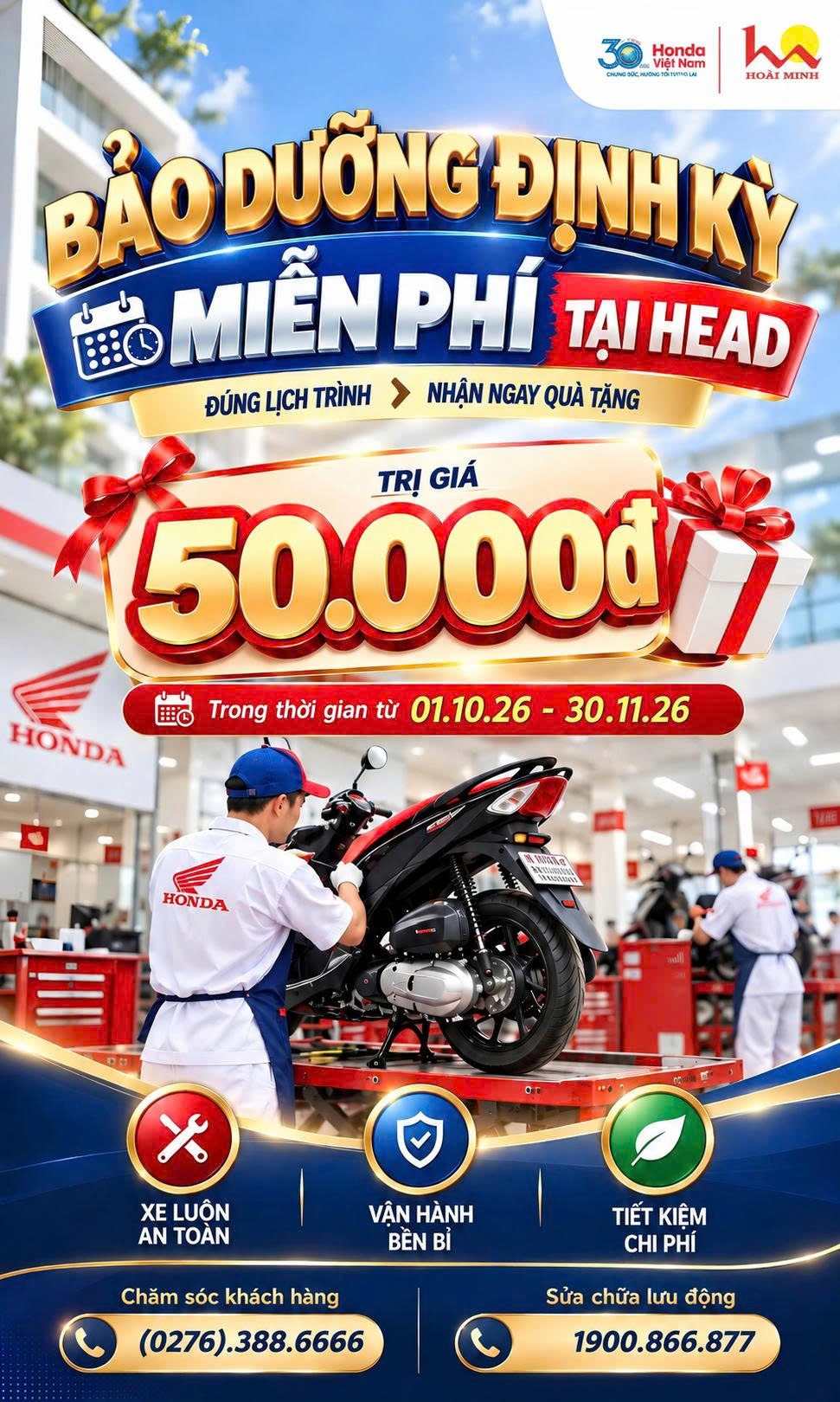 🎁 TẠI HOÀI MINH_BẢO DƯỠNG ĐỊNH KỲ ĐÚNG HẠN – NHẬN NGAY E-VOUCHER 50K! 🎁